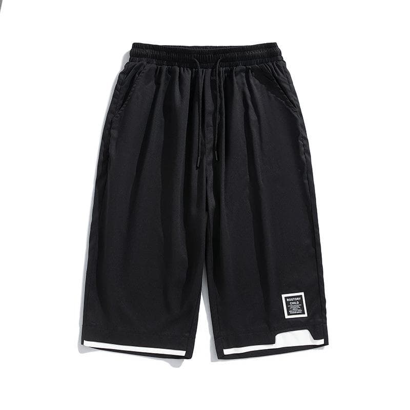 Summer Man Versatile Casual Shorts Koreon Streetwear Big Size Capri Pants Plus Size S black