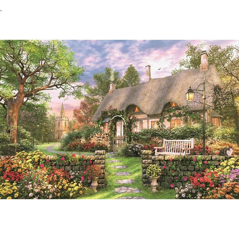 Diamond Painting Cross Stitch  Flower House View  Diamond Embroidery Rhinestone Mosaic Home Decor 20X30CM