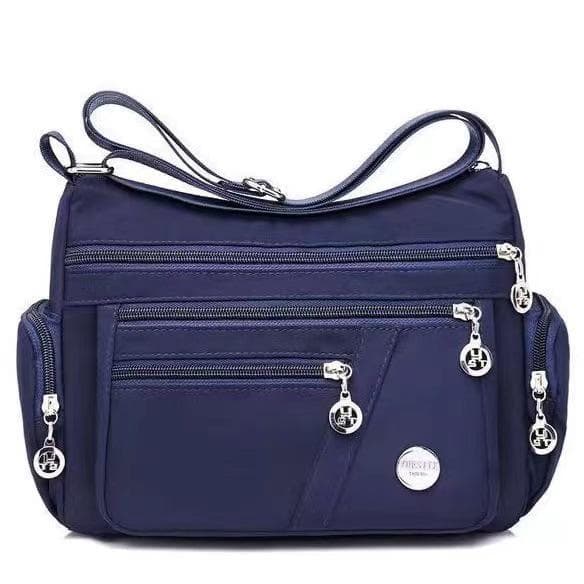 Women's Waterproof Oxford Multi-Compartment Shoulder Bag – Stylish Travel Accessory for All Ages dark blue