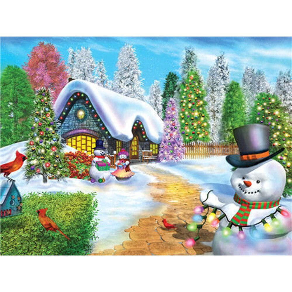 5D Diamond Painting Christmas Tree Diamond Embroidery Snowman Cross Stitch Full Rhinestone 20X30CM