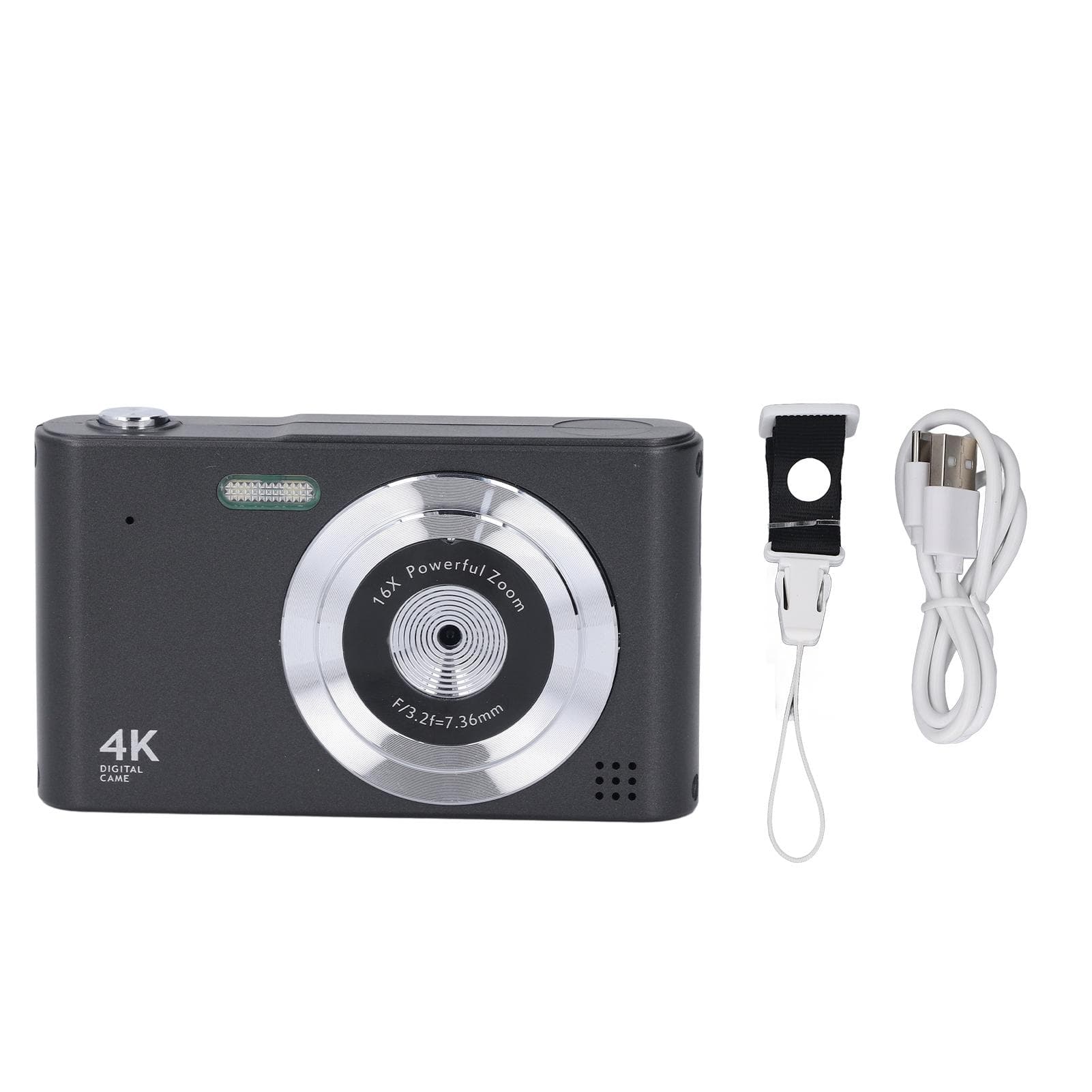 Digital Camera 48MP 1080P 16X Zoom Anti Shake Timed Photography Motion Detection Recording Portable black