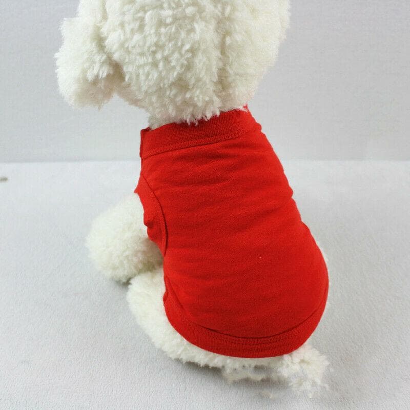 Plain Cotton Cat Dog Clothes Summer Small Medium Dogs Vest Pet T-shirt Clothing Solid Color Pet Vest XS red