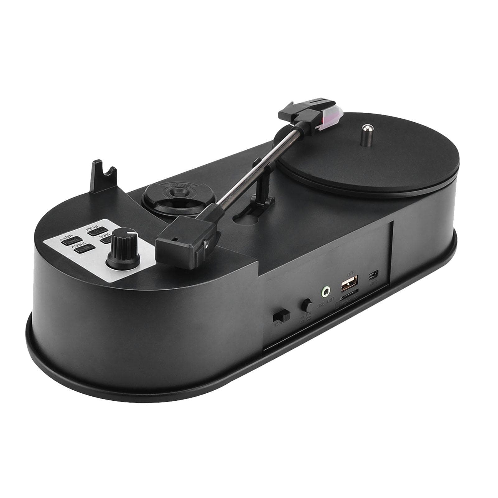 3345 PRM LP Turntable to MP3 Converter Vinyl to MP3 Converter Turntable with 5V DC Adapter with black
