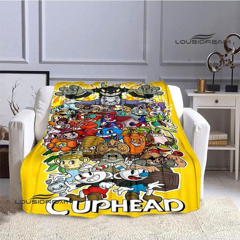 Cuphead Anime Printed Blanket Children's Warm Beautiful Blanket Flannel Soft and Comfortable Blanket Home Travel Birthday Gift 150x200cm