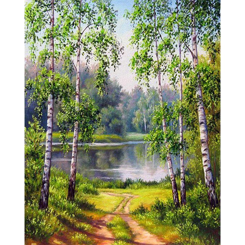 5d Diamond Painting Full Round Forest Landscape Diamond Embroidery 30X40CM