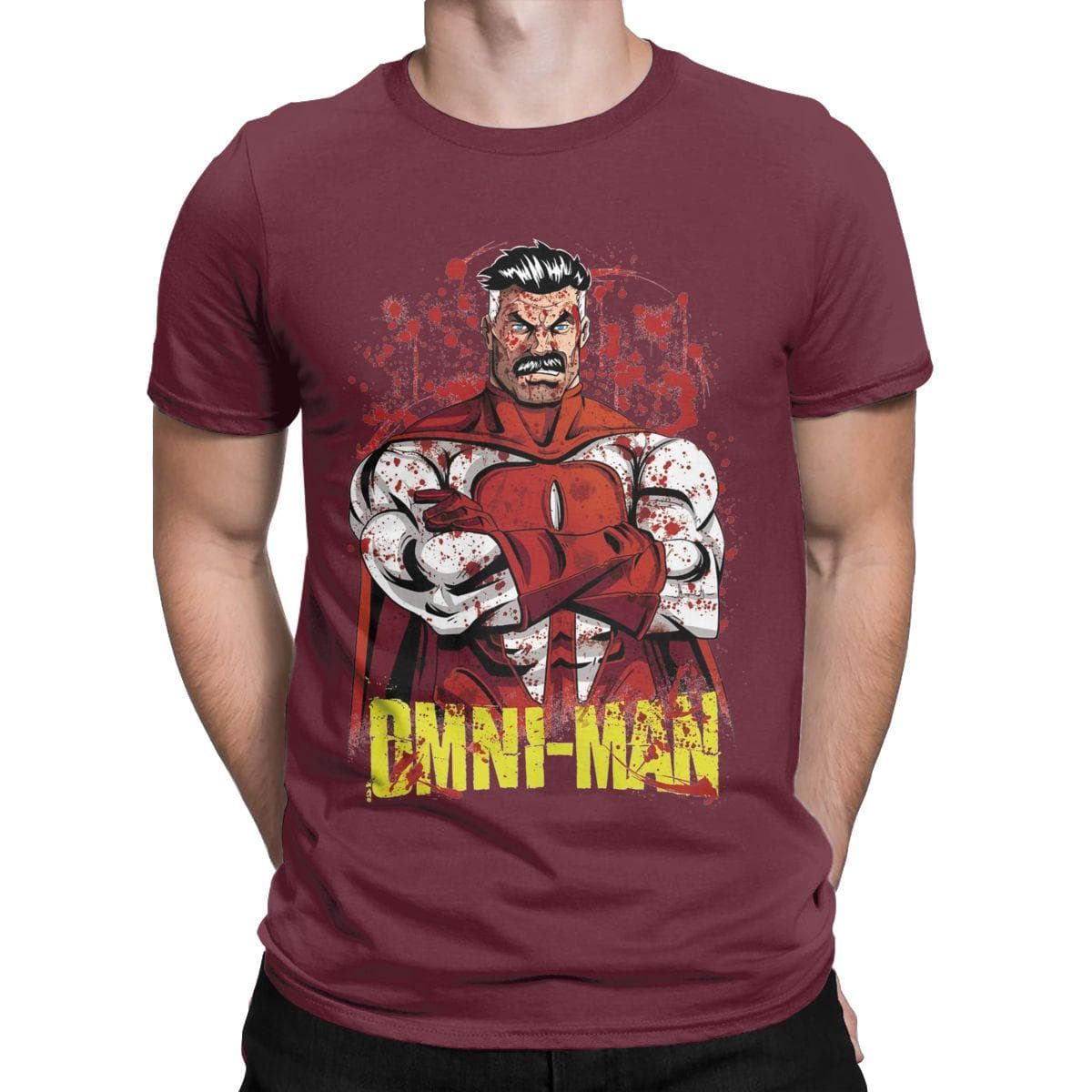 Invincible Comic T Shirt Men Cotton Fun T-Shirts Round Collar Tees Short Sleeve Tops Summer S burgundy