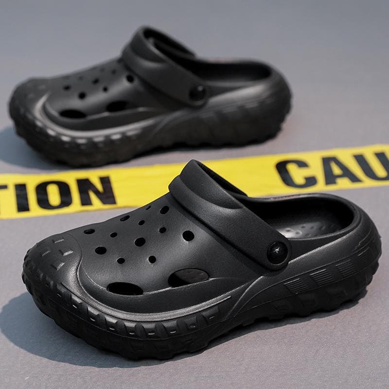 Men's Sandals Thick Bottom Shoes for Men Wear-resistant Indoor and Outdoor Soft and Comfortable Non-slip Beach Shoes Unisex New 43 black