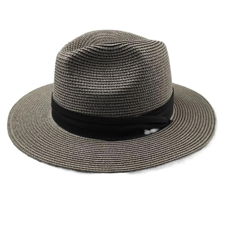 Large Size XL61-64cm Panama Hats Men Women Beach Wide Brim Straw Hat Lady Summer Sun Hats Plus Size Fedora Hat 55-57cm 58-60cm L 58-60cm grey