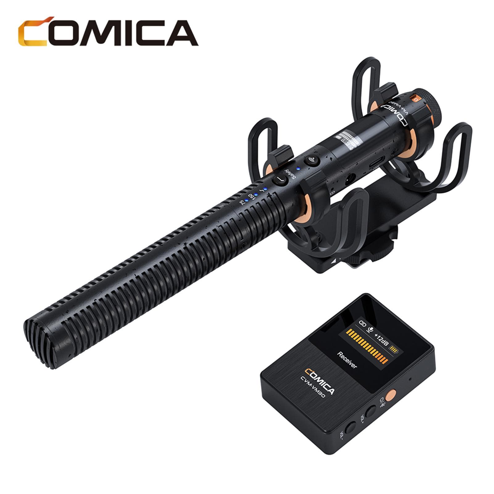 COMICA VM30 2.4G Camera Microphone Cardioid Condenser Mic System with 3.5mm Port OLED Screen black