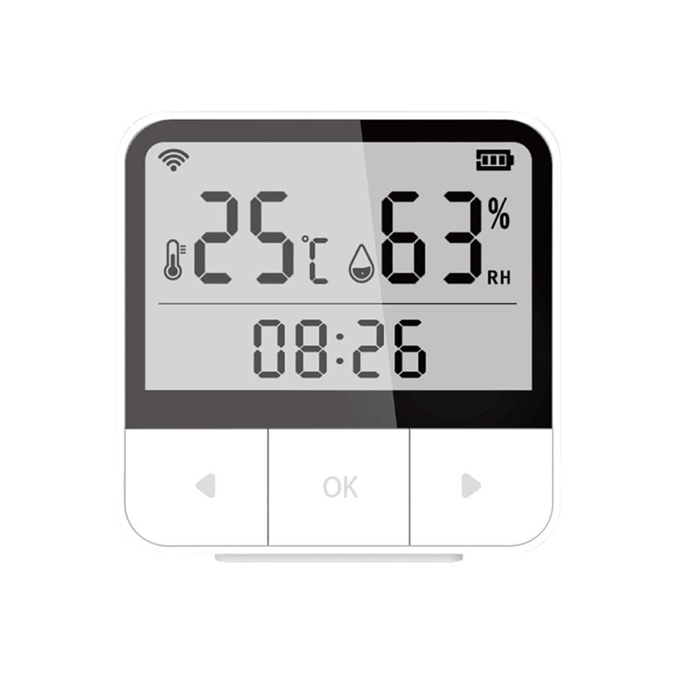 Tuya WiFi Intelligent Temperature Humidity Sensors Time Date Week Display Intelligent Home Office white