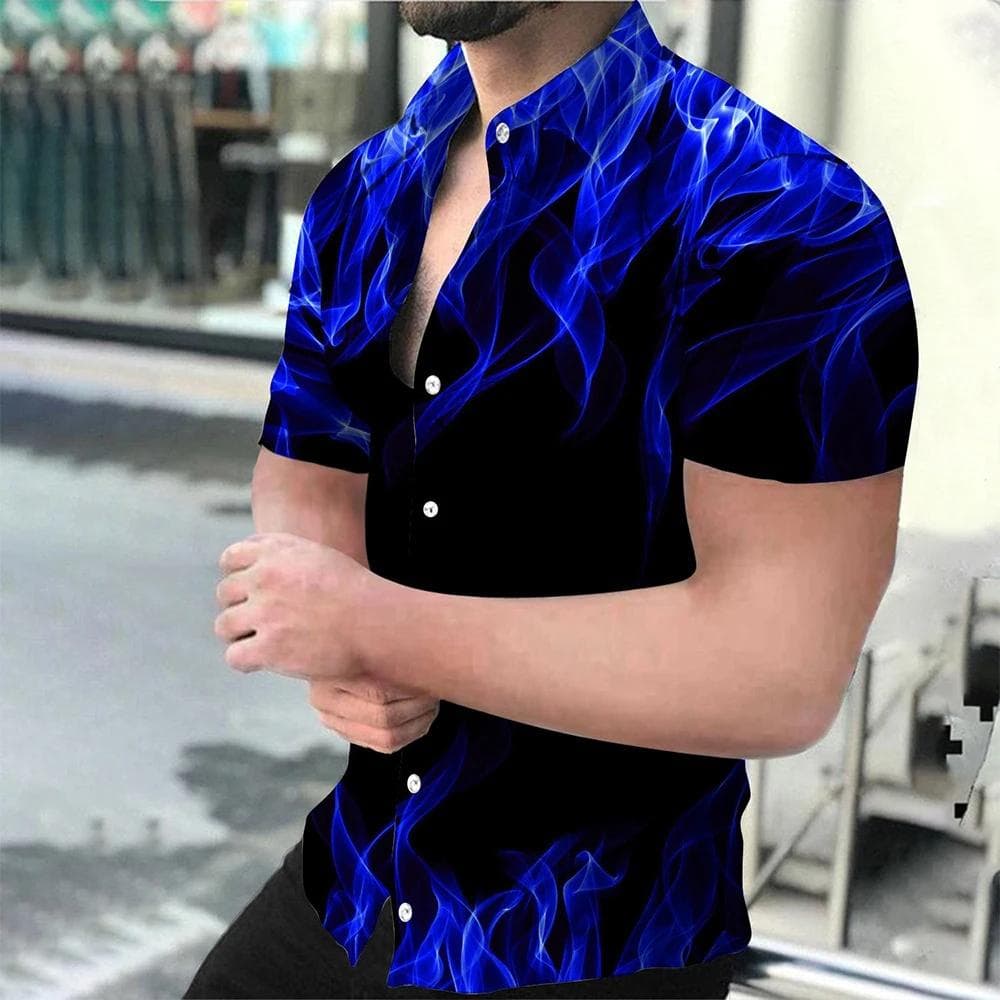 Baroque Hawaiian Short Sleeve Shirt 3D Printed Summer Men's Shirt Men's Oversized Business Casual Shirt M