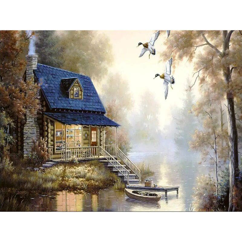 5D Diamond Embroidery Rhinestone Diamond Painting Pasted Paintings Cross Stitch Kit European House 20X30CM
