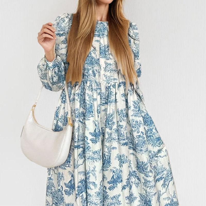 New Spring Women's Clothing Elegant Commuter Style Simple Floral Dress for Women 3XL