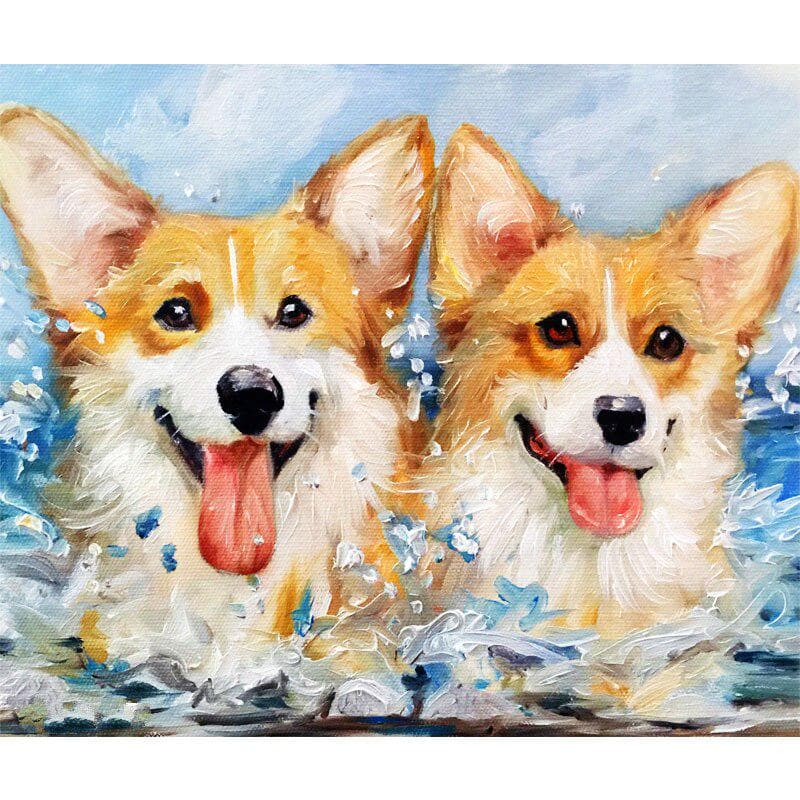 Diamond Embroidery Full Drill Diamond Painting Welsh Corgi Dog Art Diamond Cross Stitch Rhinestone 20X30CM
