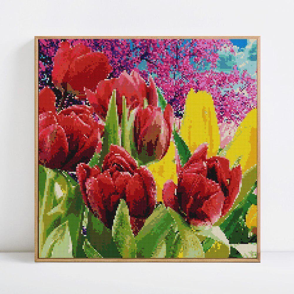 Diamond Painting Round Stones Flowers Diamond Mosaic Sale Flower Picture 30x30