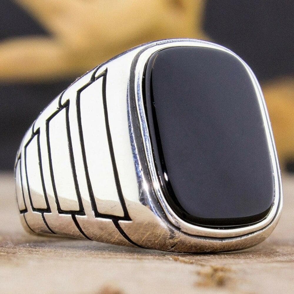 Retro Handmade Turkish Signet Rings For Men Ancient Silver Color Carved Scorpion Animal Rings Yellow Zircon Inlay Muslim Rings 6