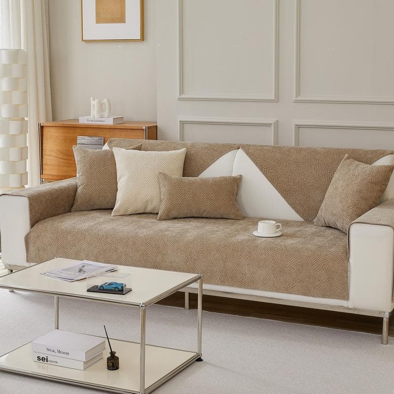 Chenille High-end Sofa Cushion Anti-Slip Ripple Pattern Couch Cover Simple Home Living Room Decora Pillowcase Thicken Sofa Cover 70x70cm 1pcs
