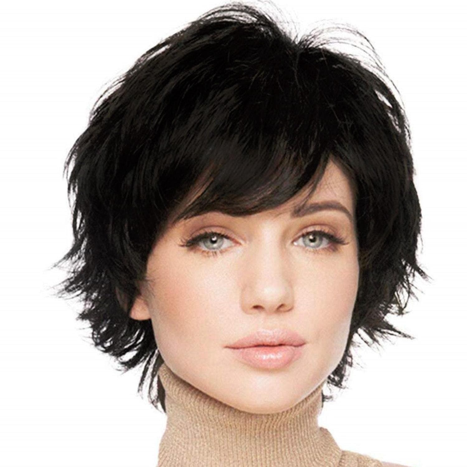 Short Red Wine Brown Synthetic Hair Wigs Black Women Female Haircut Puffy Curly Natural Wig black