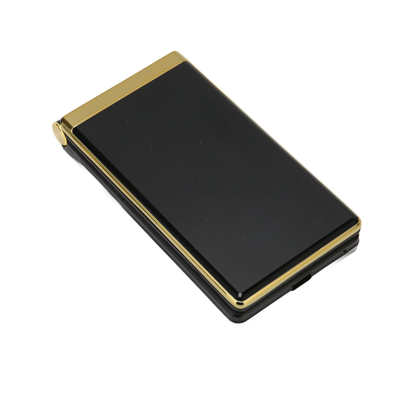 Flip Phone 3in Screen Senior Phone Dual Standby Big Button Flashlight Loud Speaker 5900mAh Battery gold