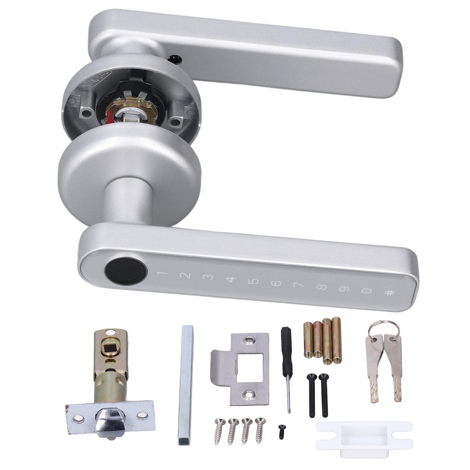 Fingerprint Lock Electronic Password Lock Smart Touchscreen Door Lock for Household OfficeSilver silver