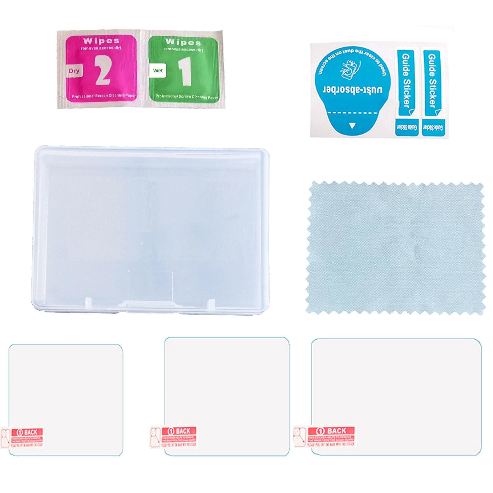 6PCS Action Camera Screen Protector Set 1 Tempered Glass Lens Protector + 1 Front Display Screen 3pcs transparent