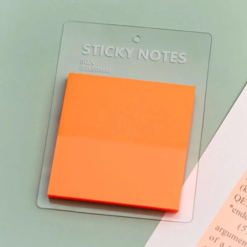 50Sheets Transparent Sticky Notes Waterproof Colorful Clear Memo Pad Self Adhesive Memo Message Reminder Office School orange