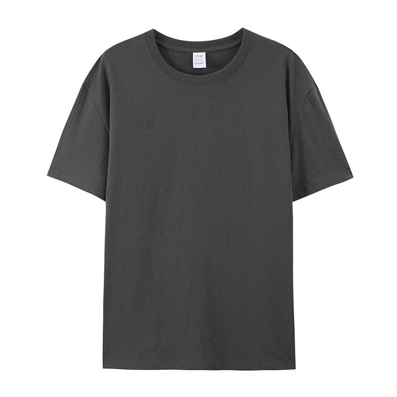 Cotton Short-sleeved T-shirt Men's Fashion Trend Black and White Clothing T-shirt Summer Men's and Women's Shirts with Pure Color Simple Match 3XL dark grey