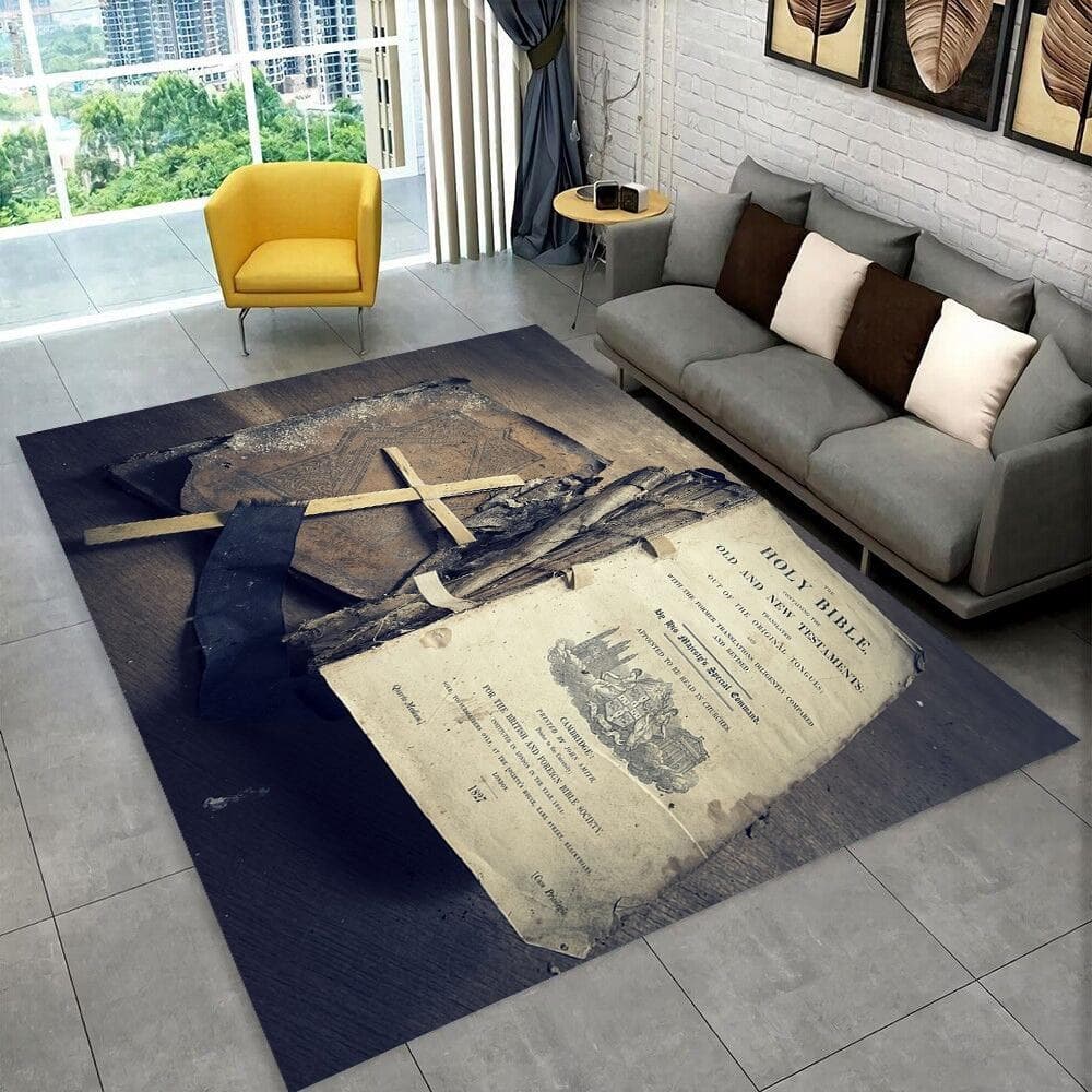 Holy Bible Cross Jesus Pray Area Rug,Carpet Rug for Home Living Room Bedroom Sofa Doormat Decor,kid Play Non-slip Floor Mat Gift 40cm x 60cm