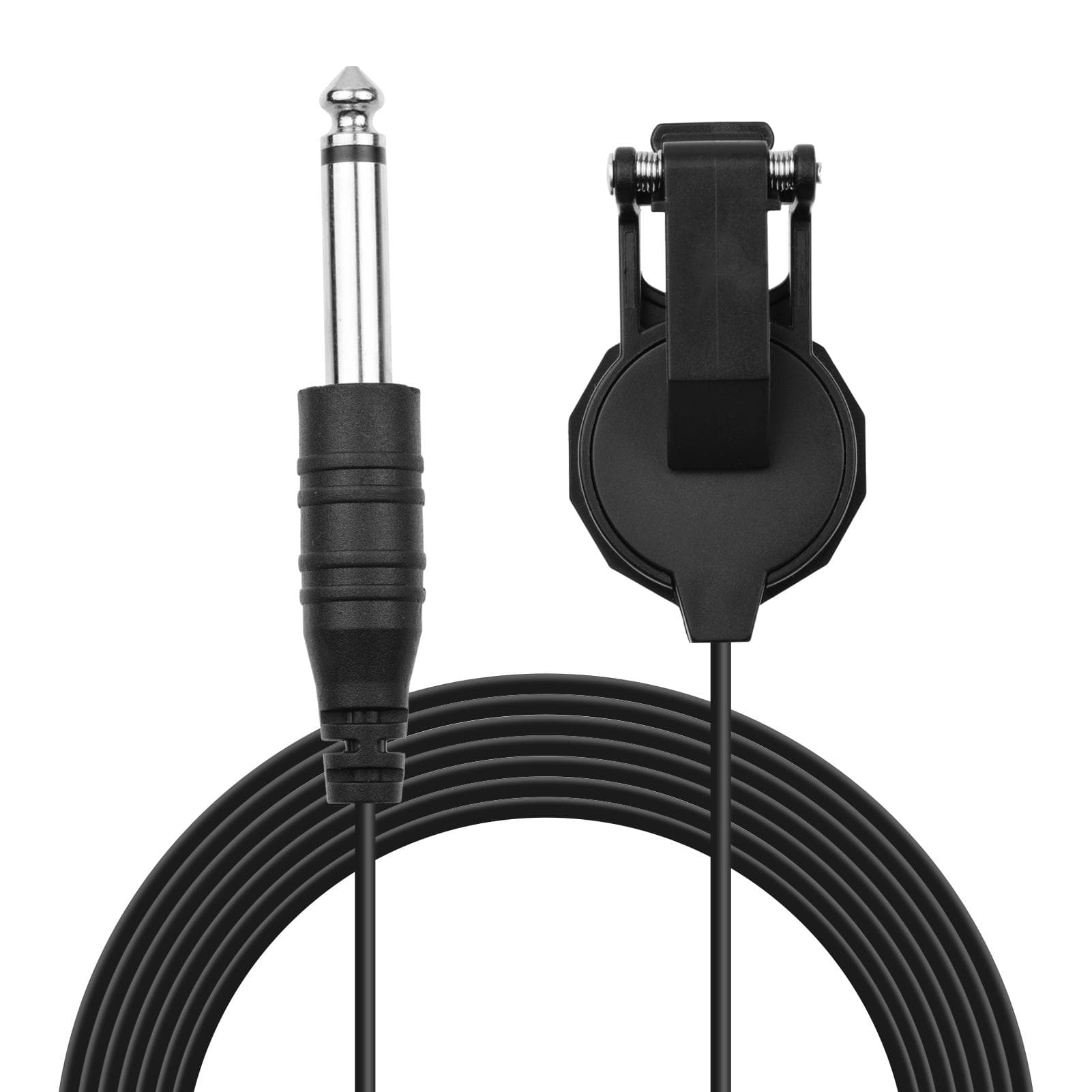 Clip-on Instrument Pickup Guitar Pick-up Mini Transducer with 14 Inch Connector 2.4M Cable for Type A black