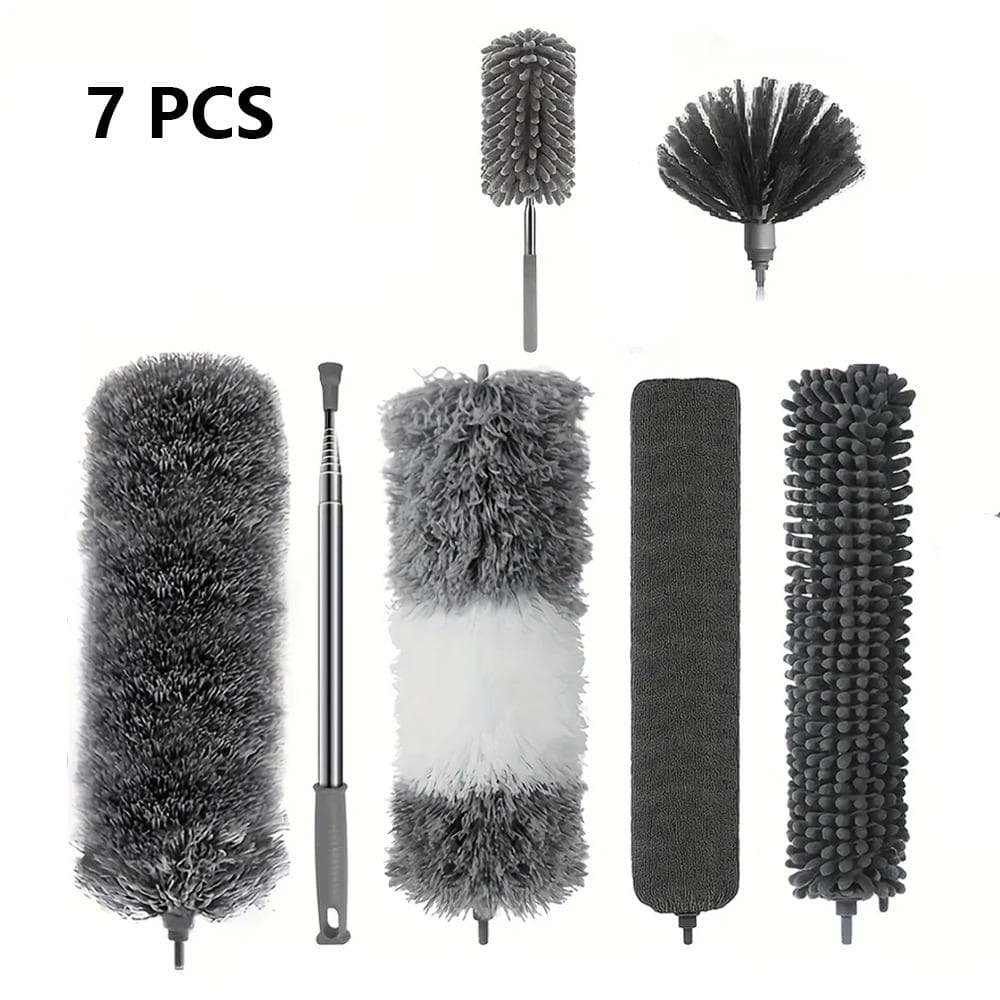 Microfiber Duster with Extension Pole, Extendable Gap Dust for Cleaning High Ceiling Fan, Interior Roof, Cobweb, Blinds, Furniture Gap Dust 7PCS