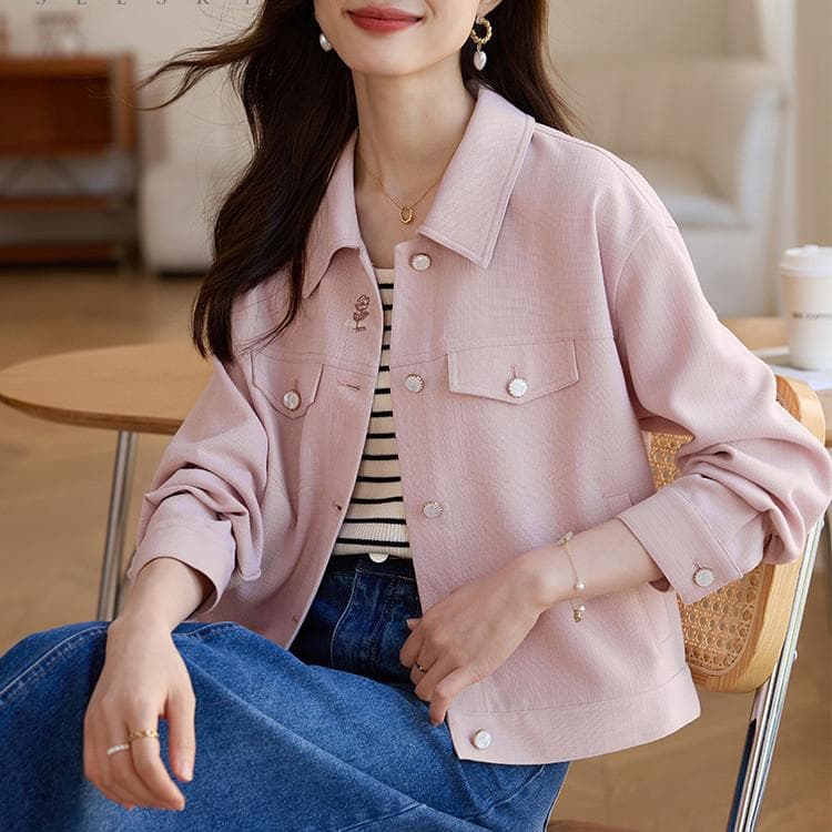 Small Scented Short Jacket for Women In Autumn Casual Jacket Top 3XL pink