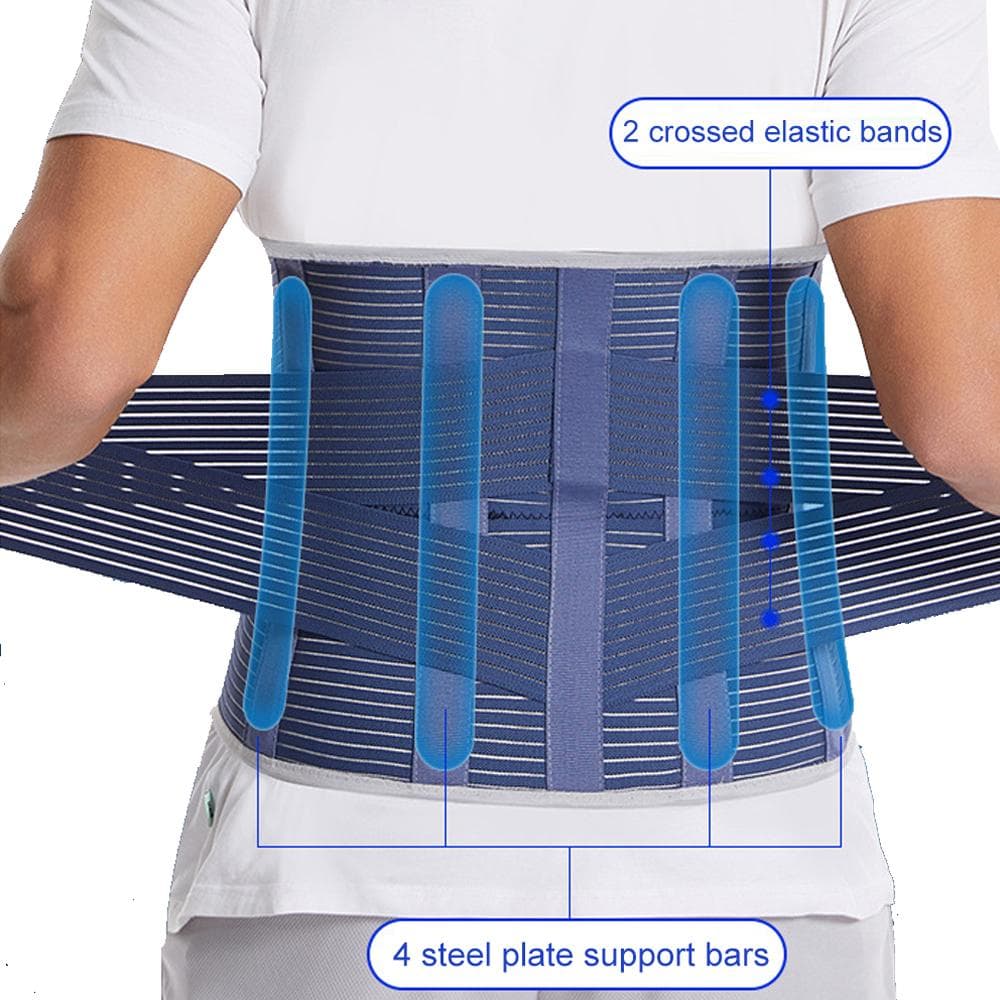 Adjustable Lower Back Brace For Pain Relief Breathable Lumbar Support Belt For Women Men L blue