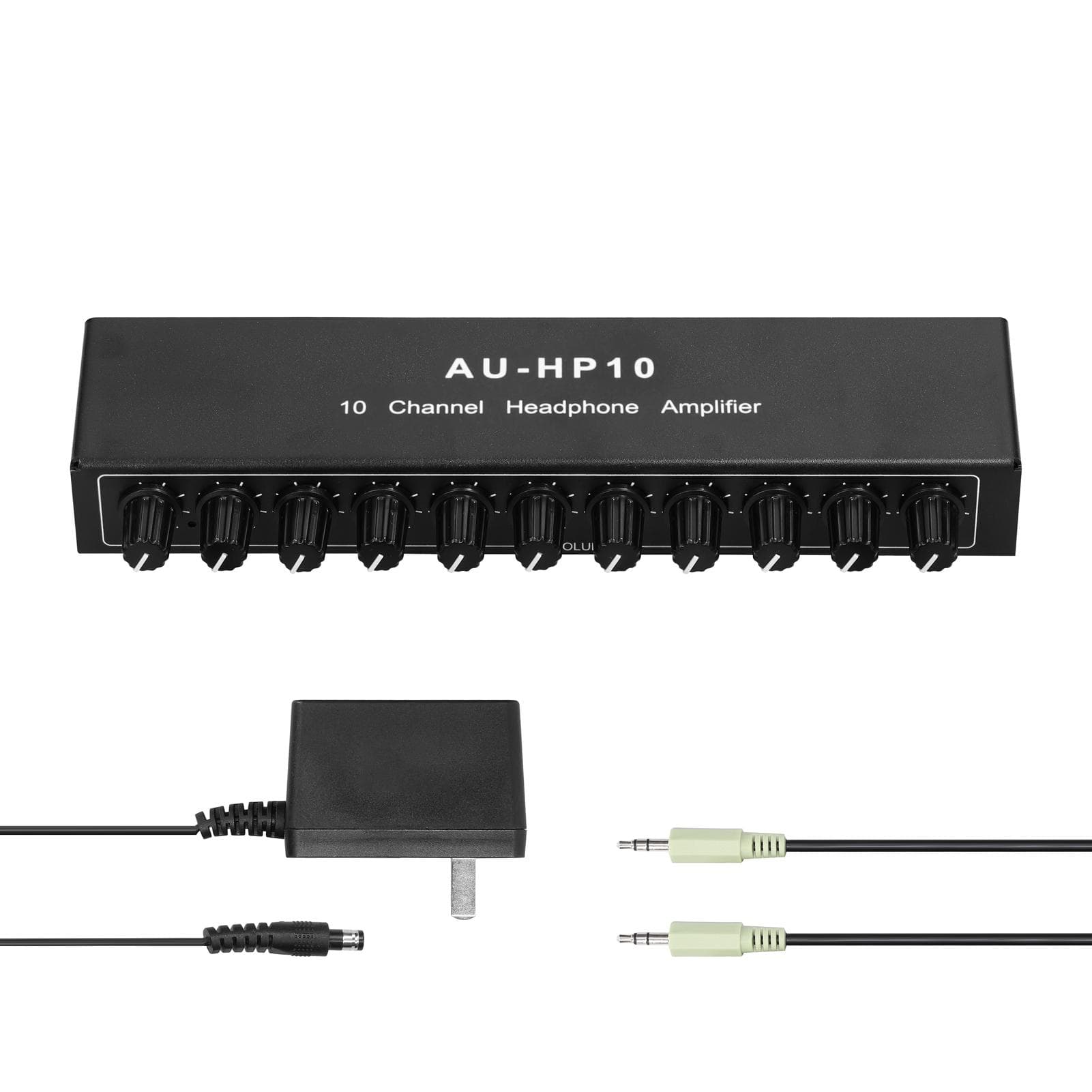 3.5mm Stereo Headphone Amplifier 10 Ways Output Multi-Channels Audio Distributor Independent US Plug