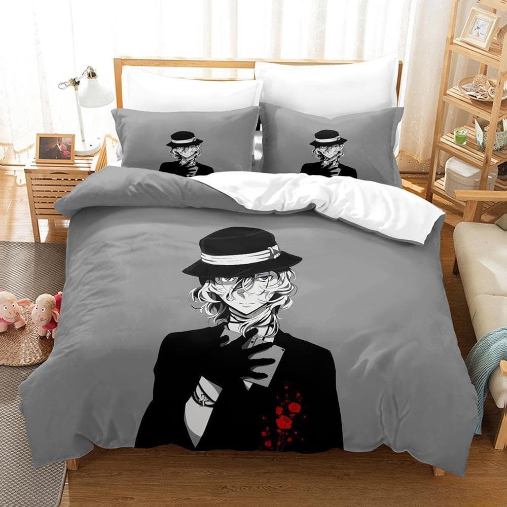 Fashion Bungo Stray Dogs S4 Bedding Set Cartoon Anime three-piece set Adult Kid Bedroom Duvet cover Sets 3D print Kawaii Anime EU Twin 135x200cm