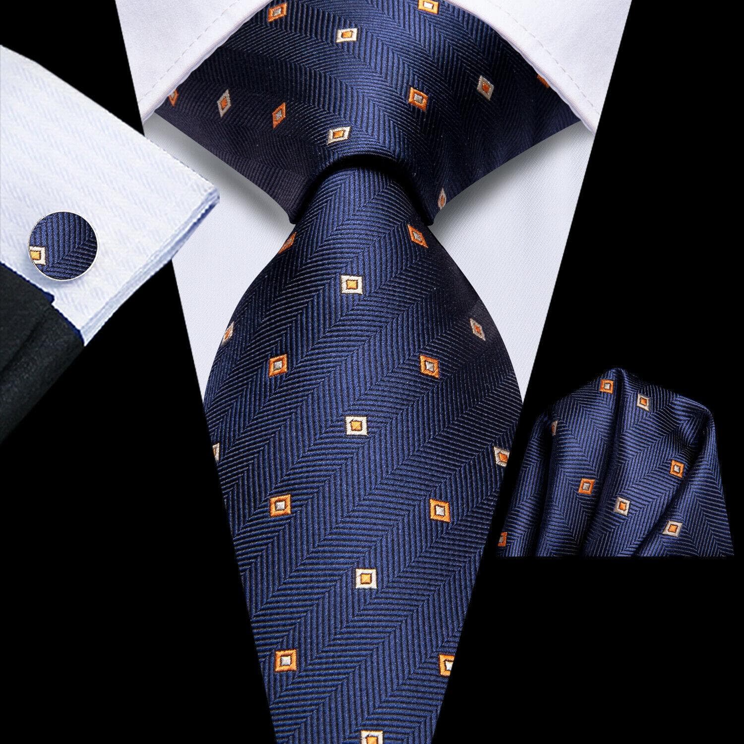 Hi-Tie Ties for Men Silk Tie Sets Pocket Square Cufflinks Wedding Formal Business Party Mens Tie Sets N-3878