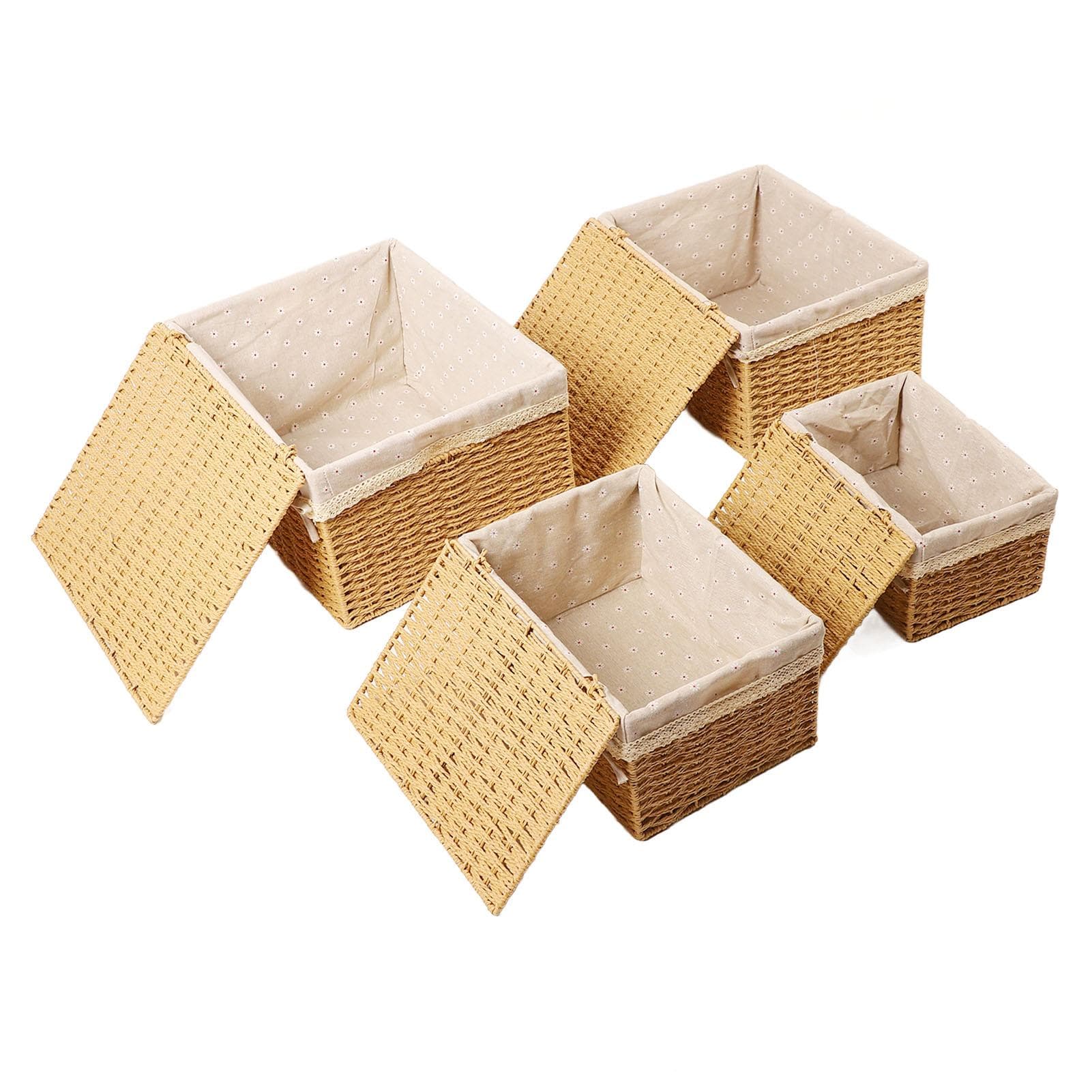 4Pcs Storage Baskets Set Multifunctional Large Capacity Desktop Storage Box for Household Items