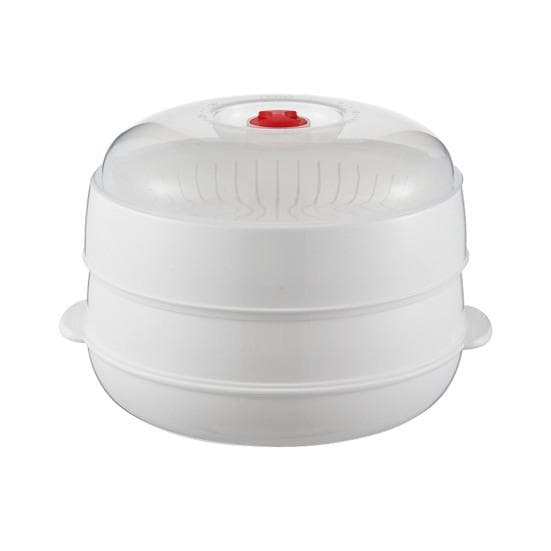 Microwave Vegetable Steamer Food Grade Transparent Plastic Cookware Reusable Kitchen Cooking Steamer for Dumplings Vegetables Dual Layer