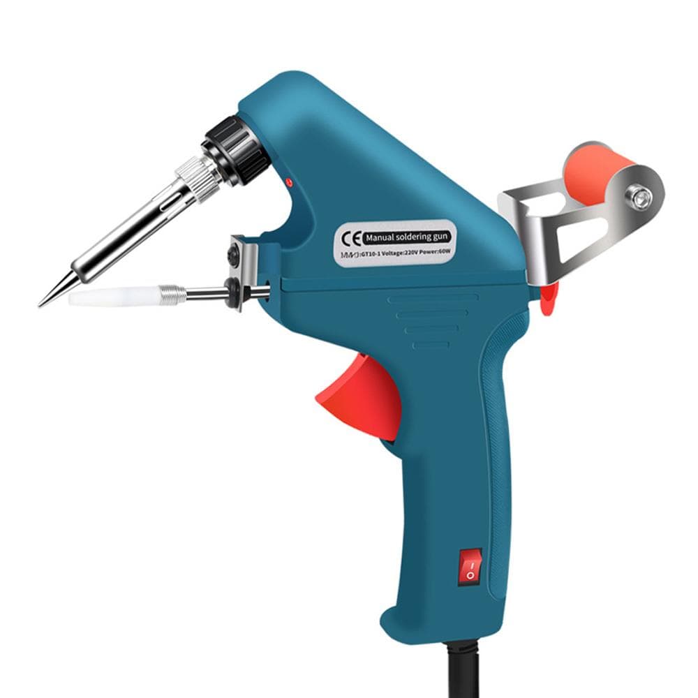 60W Handheld Soldering Iron Automatic Tin Feeding Machine Electronic Welding Tool for DIY Home US Plug blue