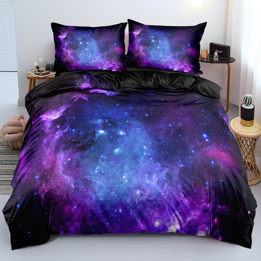 Luxury Galaxy Dark Blue Bedding Set Twin Full Queen King Size Duvet/Quilt Cover Set Shining Stars Starry Sky Comforter Cover 140x210cm 2pcs