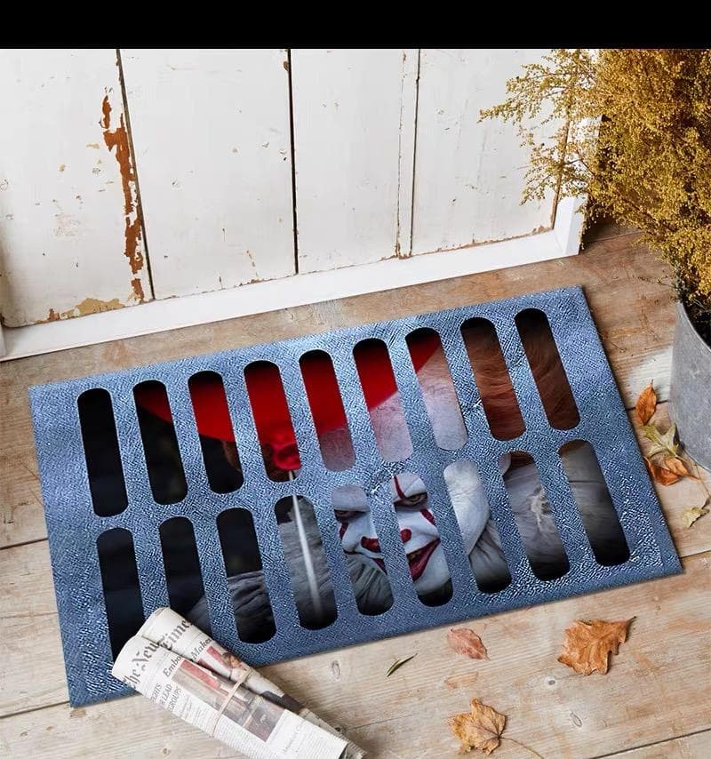 1PC40*60 Halloween 3D Visual Clown Floor Mat Horror Movie Clown Area Carpet Indoor and Outdoor Welcome Doormat Home Decor 50x80cm 20x32inch