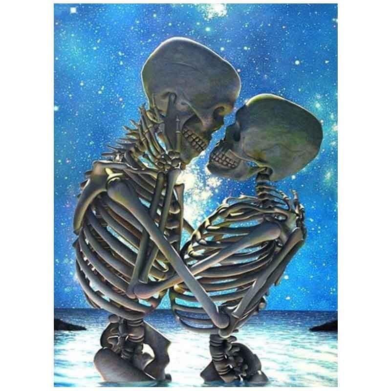 Diamond Painting Skull Couple Diamond Embroidery Mosaic Puzzle Diamond Painting 20X30CM