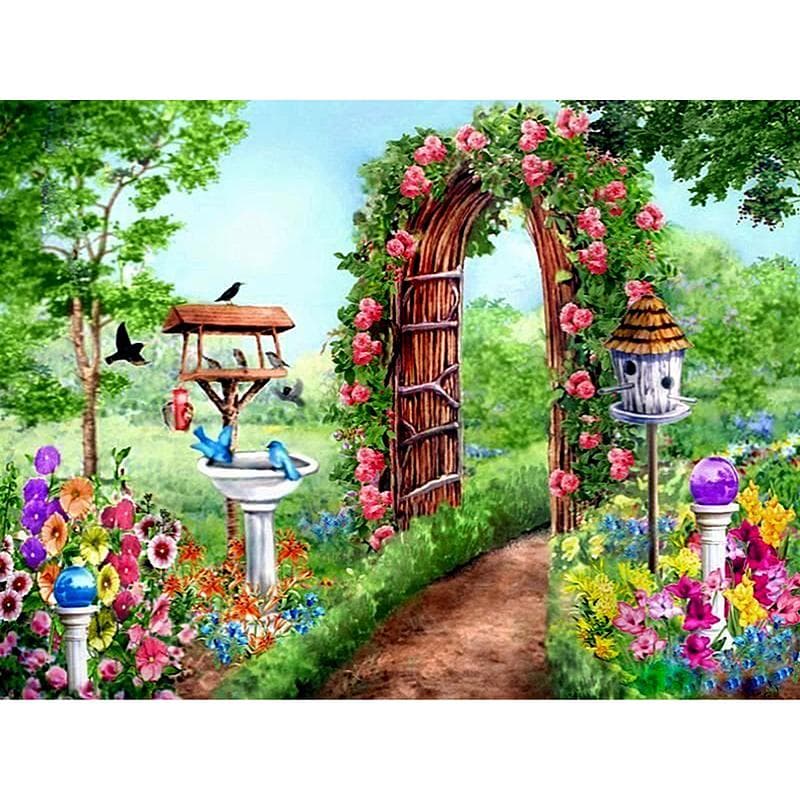 5D DIY Diamond Painting  Beautiful Garden  Embroidery Cross Stitch Rhinestone Mosaic Painting 20X30CM