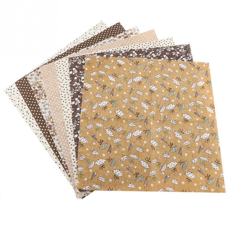 7pcs 25*25cm Cotton Fabric Assorted Squares Pre-Cut Bedding Kit Quarters Bundle Coffee Seri 25*25