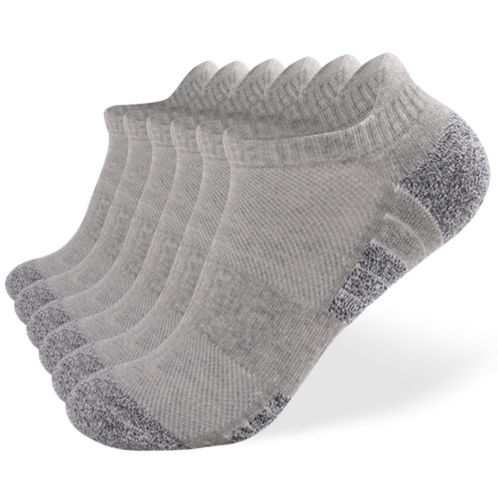 10 Pack Running Socks for Men Women Breathable Cushioned Athletic Ankle Socks Low Cut Socks Outdoor S - 6 packs light grey