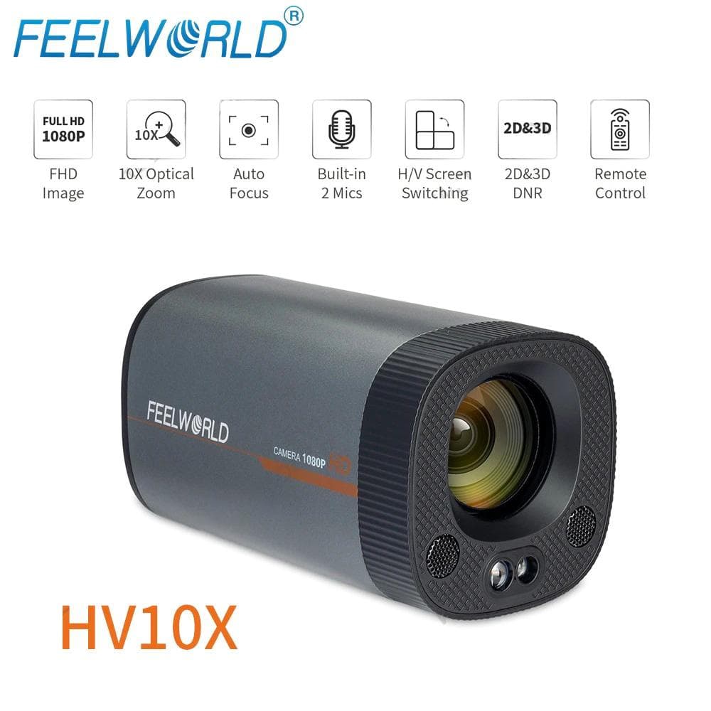 FEELWORLD HV10X Professional Video Camera 1080P Webcam with 2 Built-in Mics And Remote Control Auto black