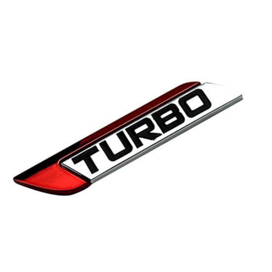3D Metal TURBO Turbocharged Car Sticker Logo Emblem Badge Car Styling Decals Left red