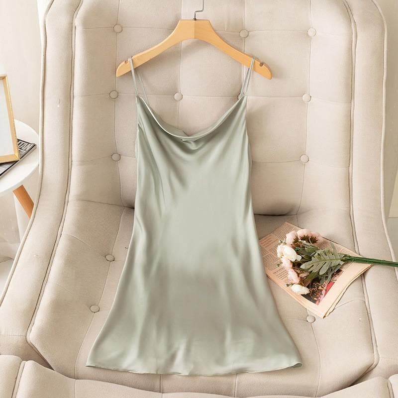 Spaghetti Strap Nightdress Sleepwear Sexy Chemise Nightgown Female Kimono Dressing Gown Satin Sleepdress V-Neck Summer Nightwear XL