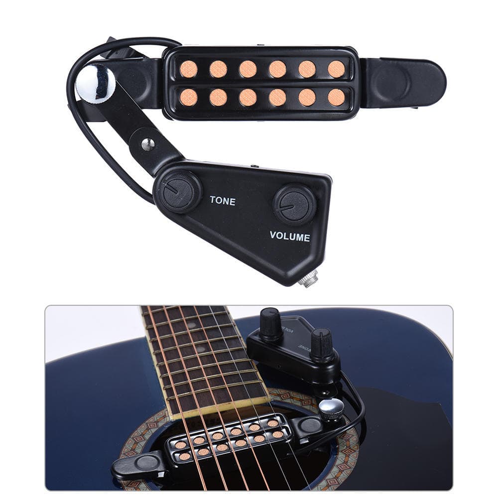 12-hole Acoustic Guitar Sound Hole Pickup Magnetic Transducer W/Audio Cable