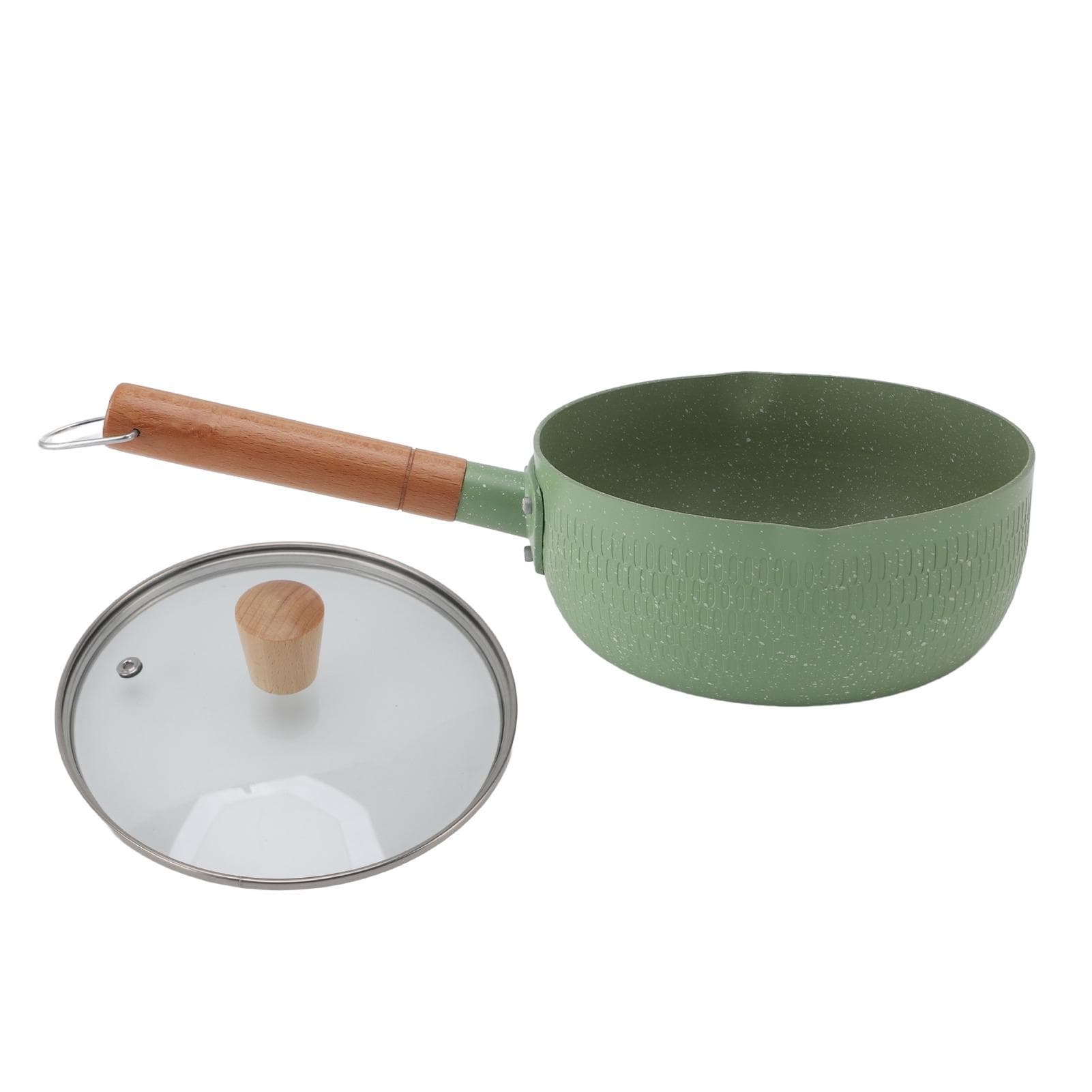 Wooden Handle Milk Pot Aluminum Alloy Multifunctional Flat Bottomed Noodle Sauce Pan for Home