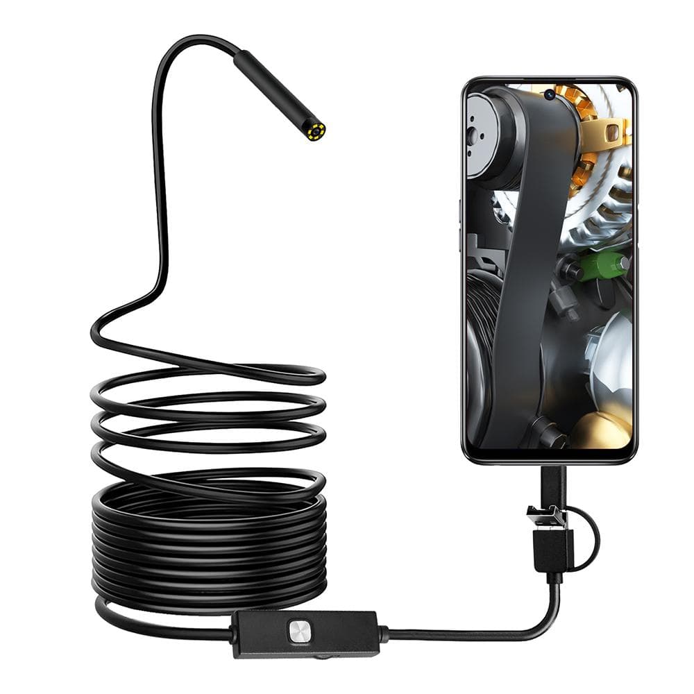 Endoscope 0.3MP Endoscope 3 in 1 Endoscope with Adjustable LEDs 5 meters 2M black